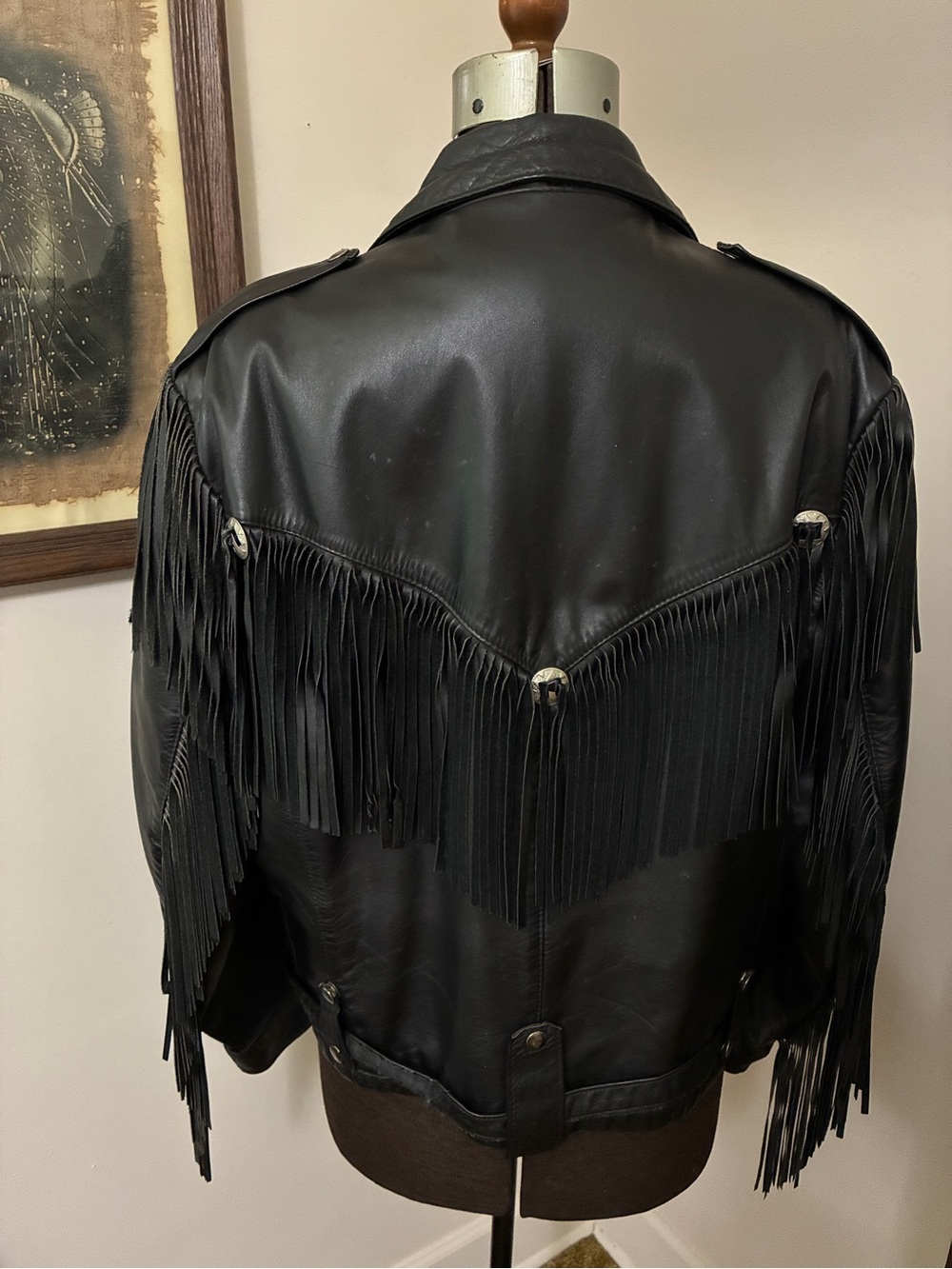 Vintage Reed Sportswear Fringe Leather Jacket with Conchos